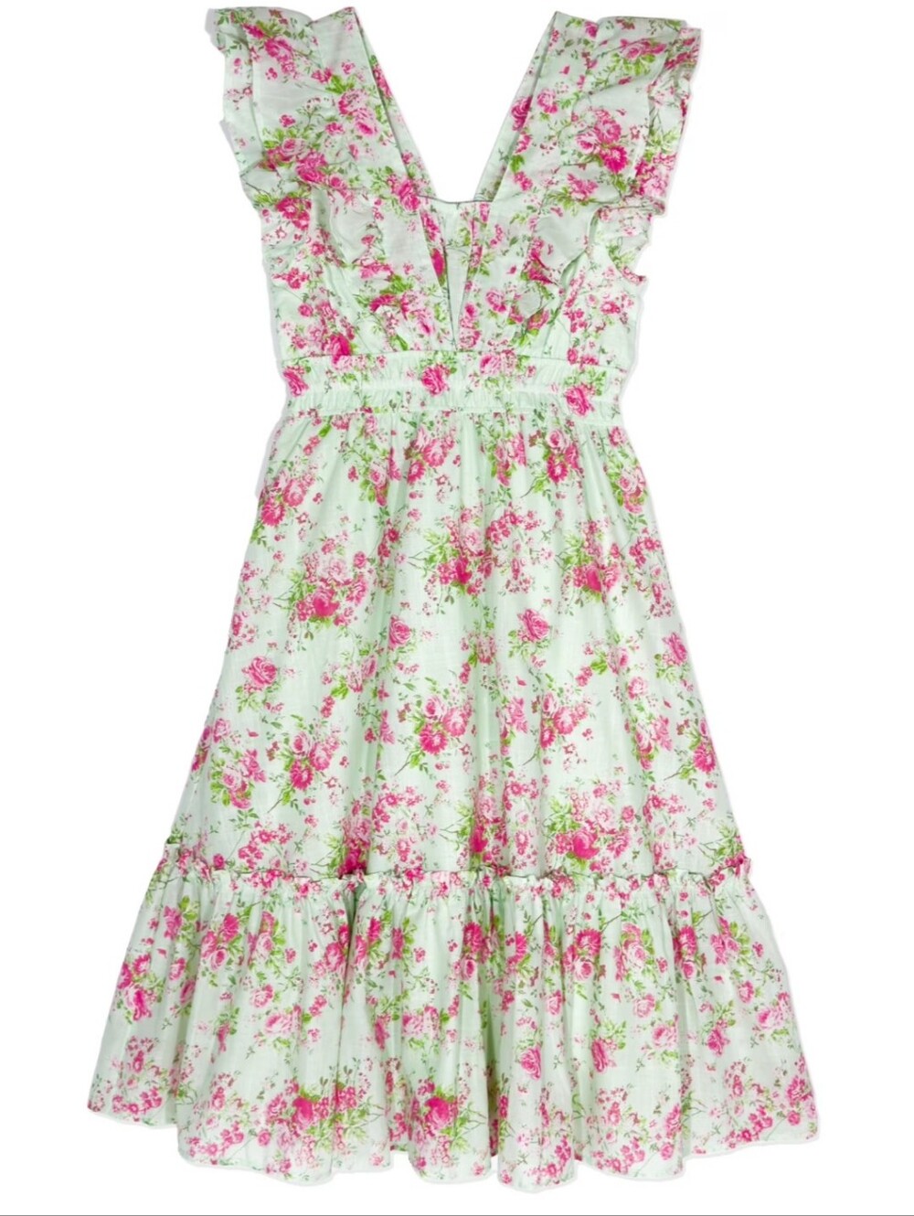 Simply Shabby Chic Midi Sundress XL Mint Green Pink Cottagecore Floral